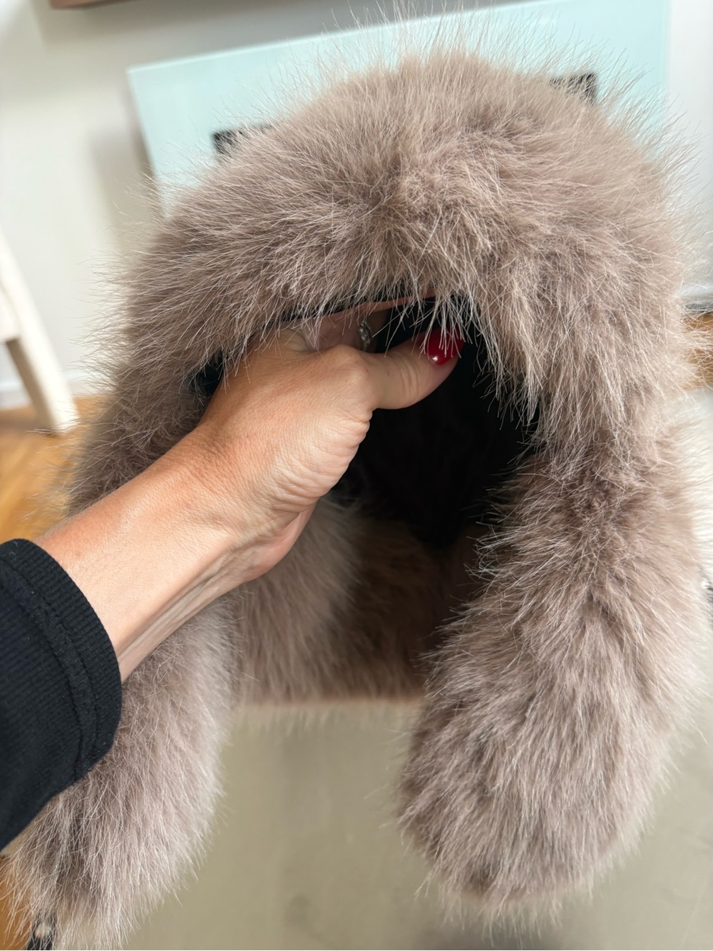Luxurious Taupe Faux Fur Trapper hat